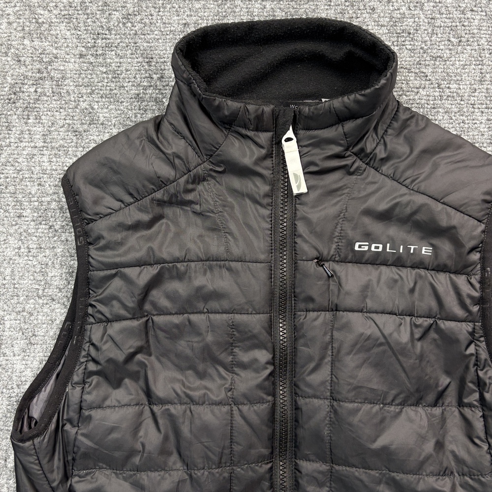 GoLite Vest Womens Small Black Quilted Full Zip Insulated Reflective Outdoor